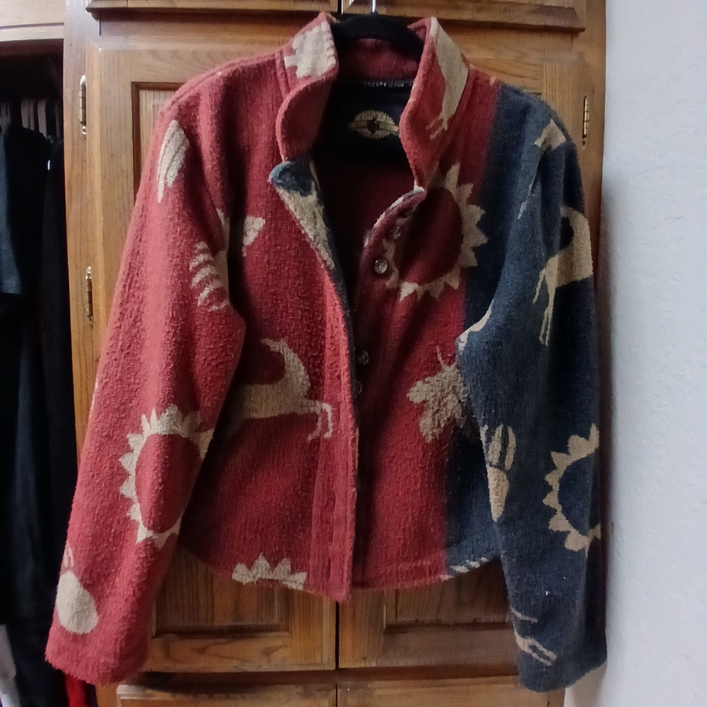 Women's Red and Black Patterned Jacket
